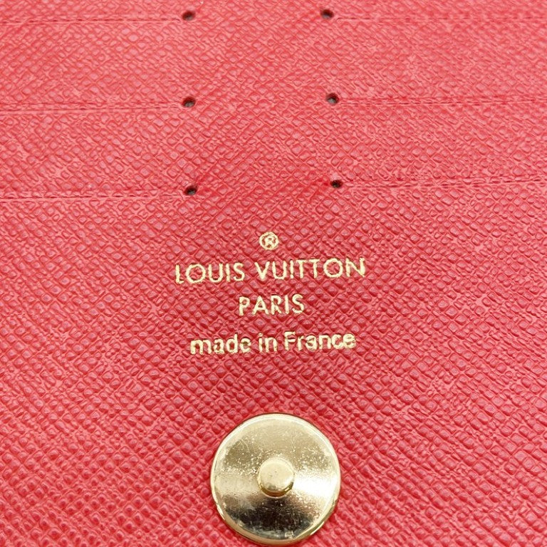LOUIS VUITTON ルイヴィトン 長財布 ポルトフォイユ アデル M61287 ブラウン コクリコ（レッド系） モノグラム レディース 二つ折り ゴールド金具 美品