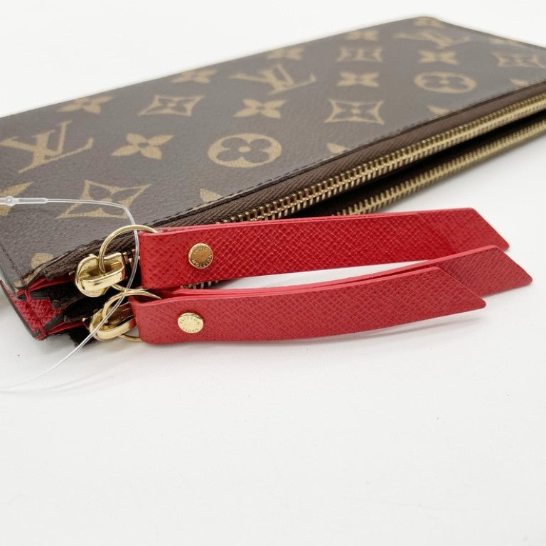 LOUIS VUITTON ルイヴィトン 長財布 ポルトフォイユ アデル M61287 ブラウン コクリコ（レッド系） モノグラム レディース 二つ折り ゴールド金具 美品