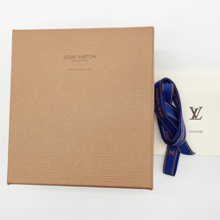 LOUIS VUITTON ルイヴィトン ベルト サンチュール キャレ ブラウン系 レザー ユニセックス ゴールド金具 美品