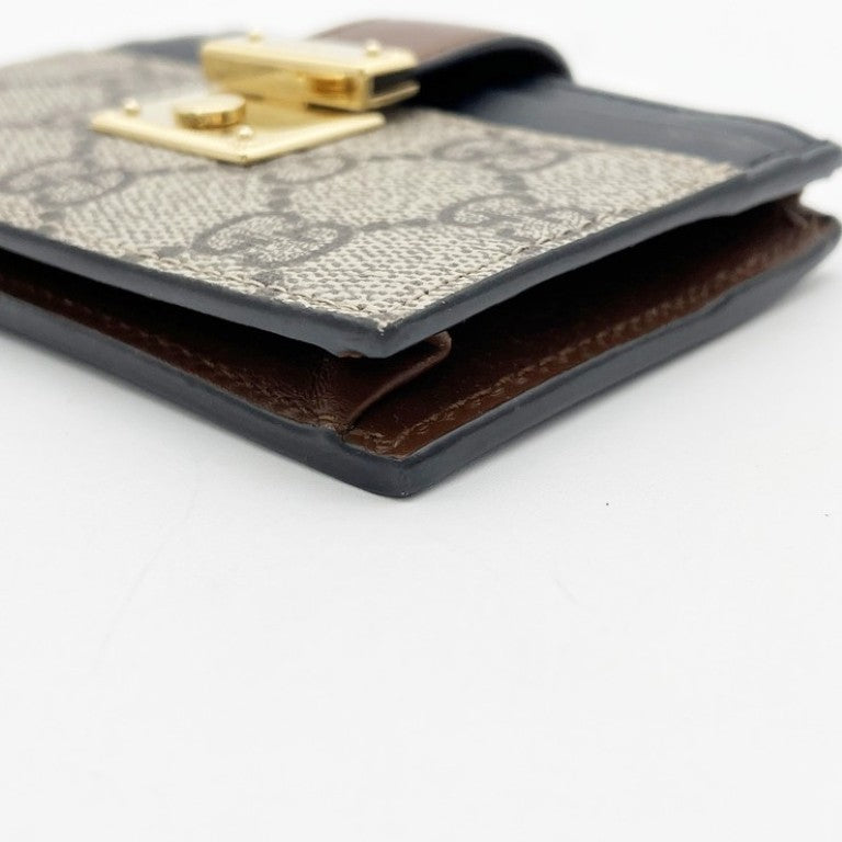 GUCCI グッチ コイン カードケース GGスプリーム 779804 ベージュ ブラウン ブラック系 PVC×レザー ユニセックス ゴールド金具 美品