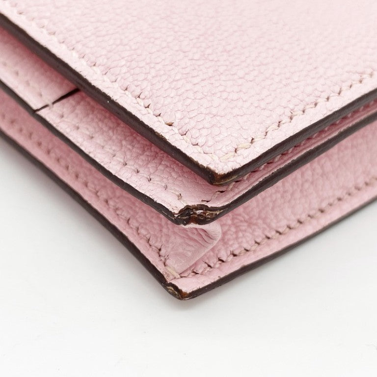 HERMES エルメス 長財布 ベアンスフレ ローズサクラ系 シェーブル レディース 二つ折り シルバー金具 美品