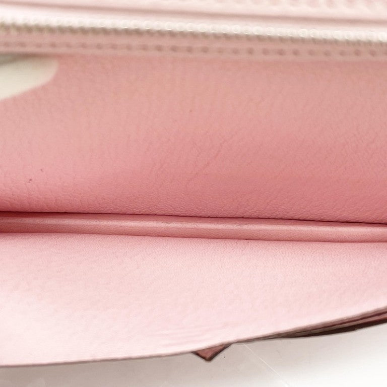 HERMES エルメス 長財布 ベアンスフレ ローズサクラ系 シェーブル レディース 二つ折り シルバー金具 美品