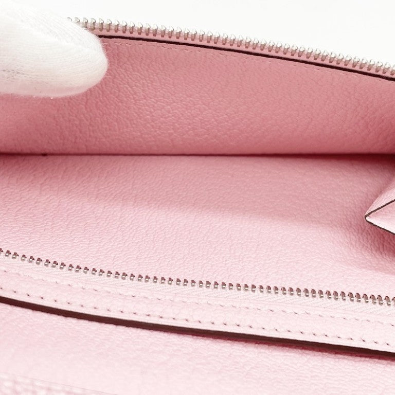 HERMES エルメス 長財布 ベアンスフレ ローズサクラ系 シェーブル レディース 二つ折り シルバー金具 美品