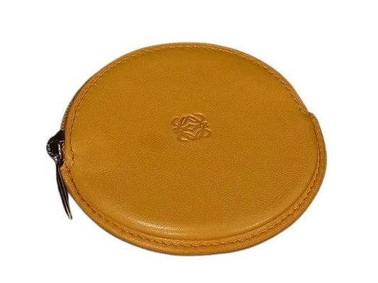LOEWE ロエベ コインケース アナグラム ラウンド コインパース マスタード系 レザー ユニセックス アナグラム 小銭入れ 美品