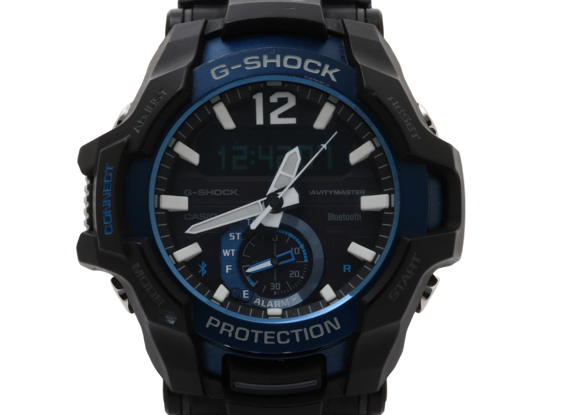 CASIO カシオ 腕時計 G SHOCK ジーショック GRAVITYMASTER GR-B100-1A2JF ブラック×ブルー系 樹脂 × SS メンズ アナデジ ソーラー 美品