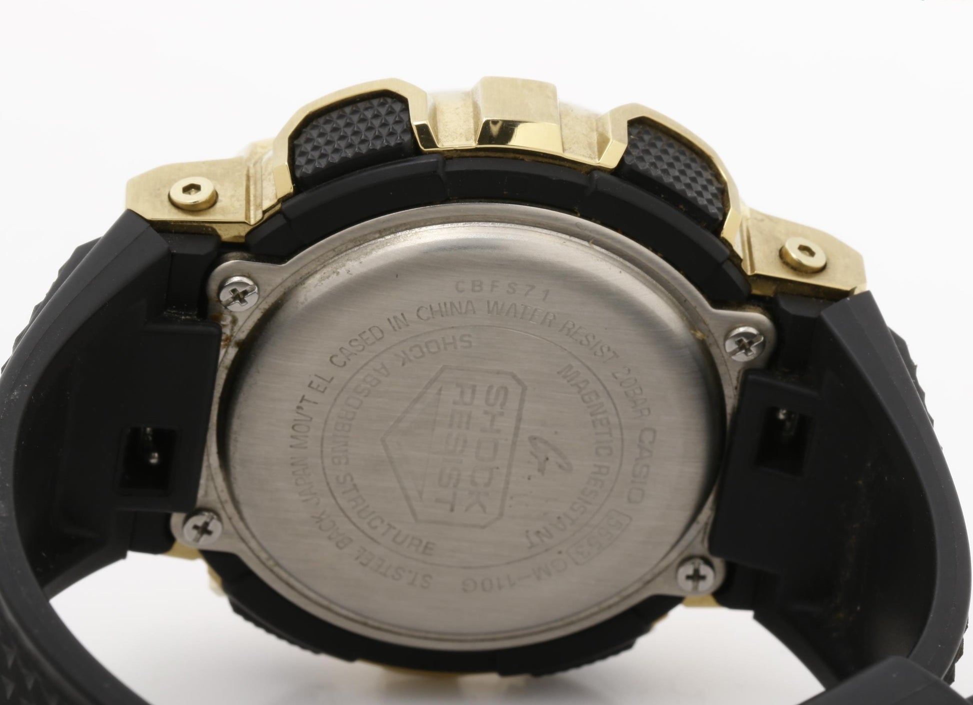 CASIO カシオ 腕時計 G SHOCK ジーショック Metal Covered 110シリーズ GM-110G-1A9JF ゴールド ブラック系 SS × 樹脂 メンズ アナデジ 美品