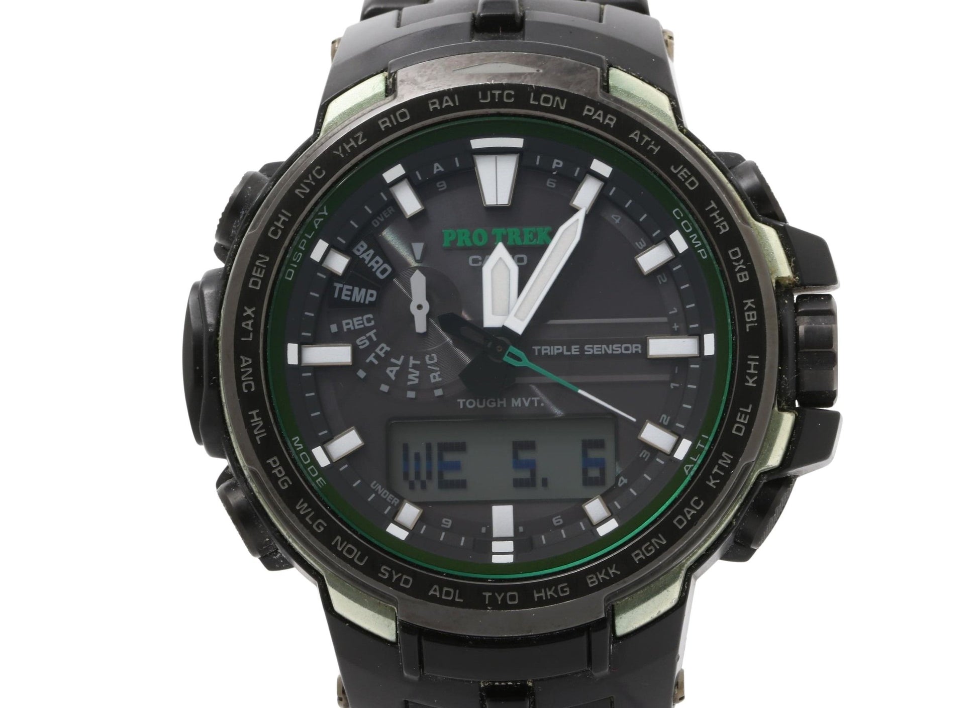CASIO カシオ 腕時計 PROTREK プロトレック クライマーライン PRW-6100FC-1JF ブラック系 SS × 樹脂 メンズ アナデジ ソーラー電波 美品