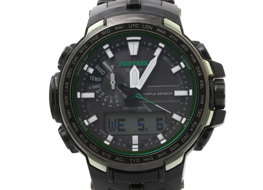 CASIO カシオ 腕時計 PROTREK プロトレック クライマーライン PRW-6100FC-1JF ブラック系 SS × 樹脂 メンズ アナデジ ソーラー電波 美品