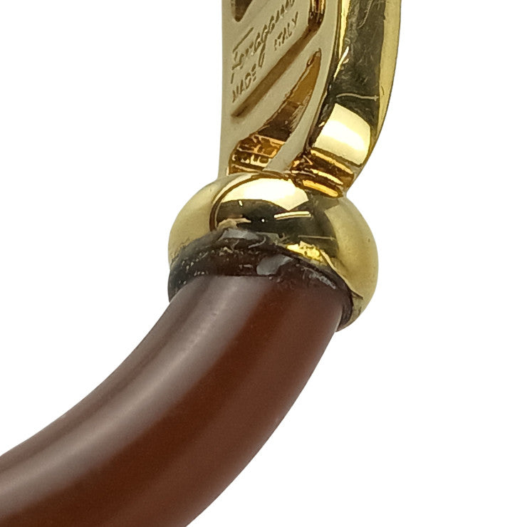 Salvatore Ferragamo フェラガモ バングル ヴァラ ブラウン系×ゴールド 樹脂系×メタル レディース 美品