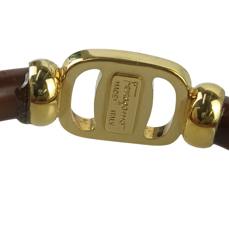 Salvatore Ferragamo フェラガモ バングル ヴァラ ブラウン系×ゴールド 樹脂系×メタル レディース 美品