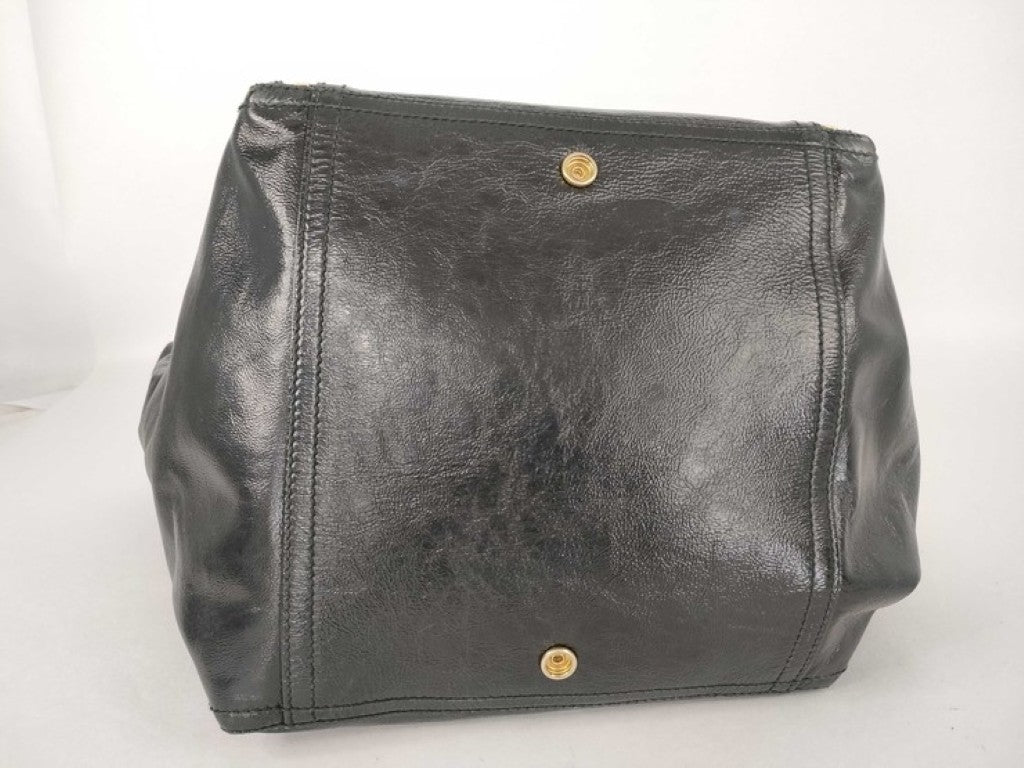 Yves Saint Laurent イヴサンローラン トートバッグ リヴゴーシュ ダウンタウン 175884 ブラック系 パテントレザー レディース ゴールド金具
