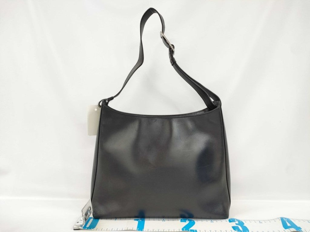Salvatore Ferragamo フェラガモ ショルダーバッグ ヴァラ AB-21 0274 ブラック系 レザー レディース シルバー金具 美品