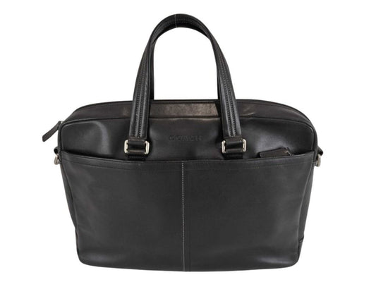 COACH コーチ ビジネスバッグ F70670 ブラック系 レザー メンズ ハンドバッグ 美品