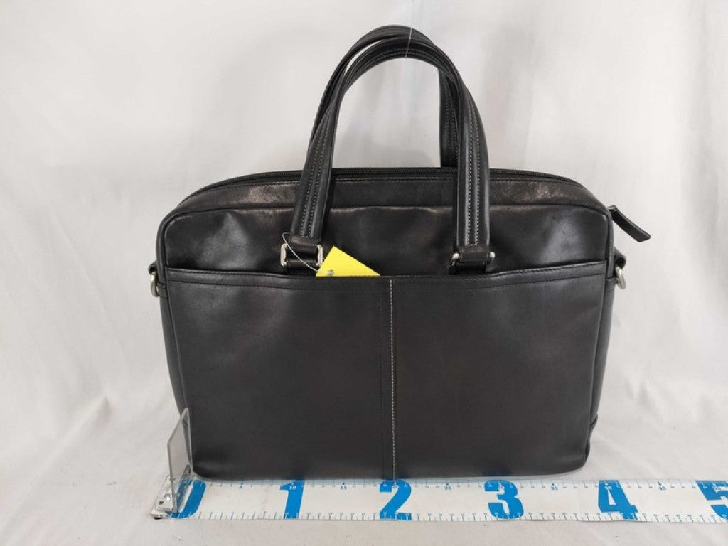 COACH コーチ ビジネスバッグ F70670 ブラック系 レザー メンズ ハンドバッグ 美品