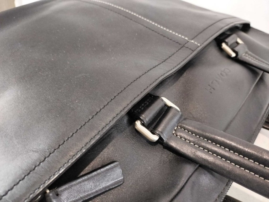 COACH コーチ ビジネスバッグ F70670 ブラック系 レザー メンズ ハンドバッグ 美品
