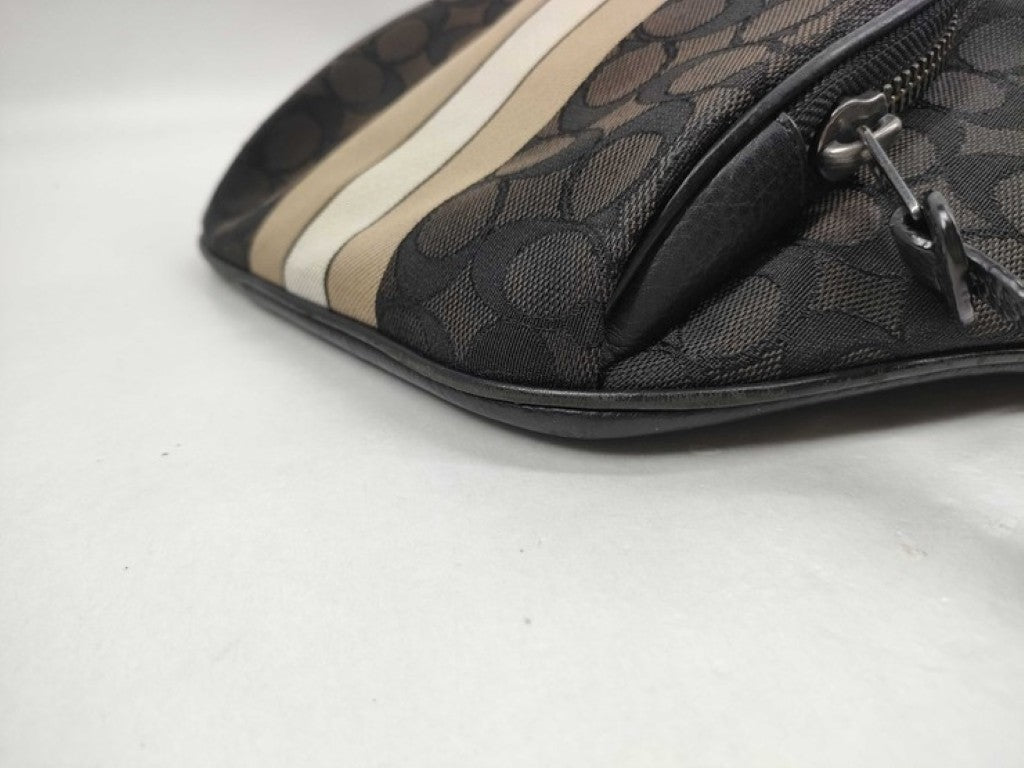 COACH コーチ ボディバッグ シグネチャー トンプソン C5386 ブラック系 キャンバス レザー メンズ