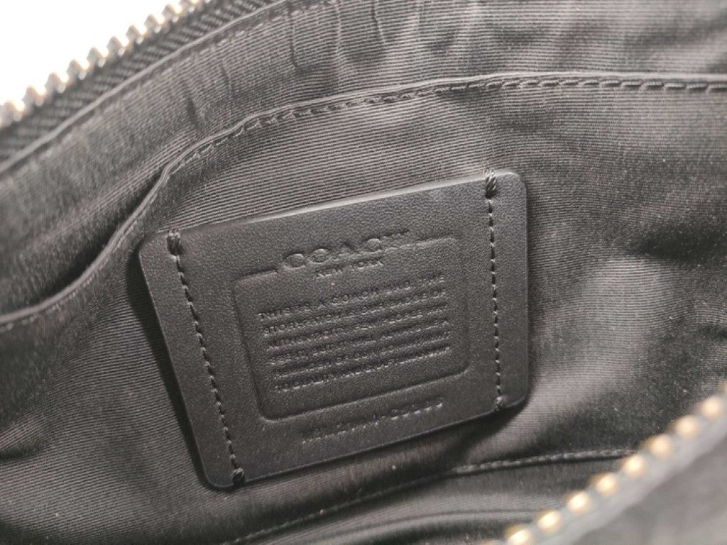 COACH コーチ ボディバッグ シグネチャー トンプソン C5386 ブラック系 キャンバス レザー メンズ