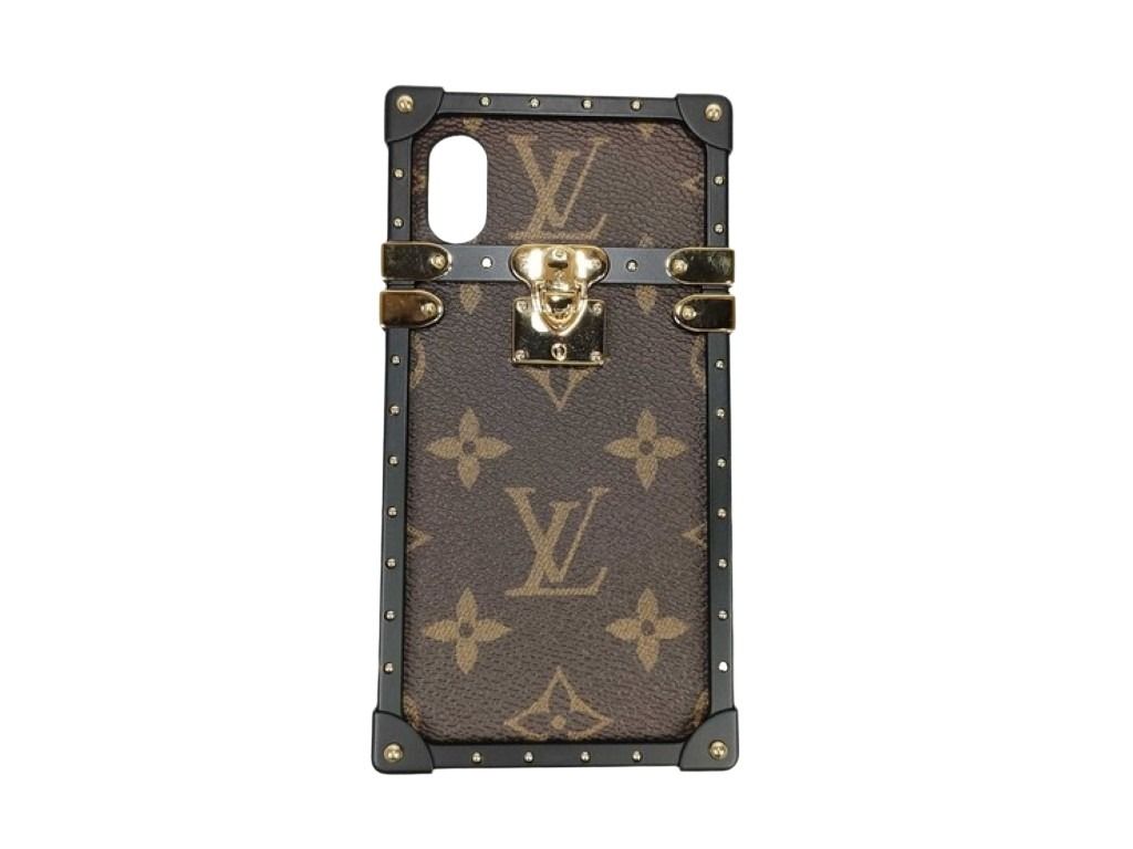 LOUIS VUITTON ルイヴィトン スマホケース アイトランク M62618 ブラウン ブラック系 モノグラム ユニセックス iphone X用ケース ゴールド金具 美品