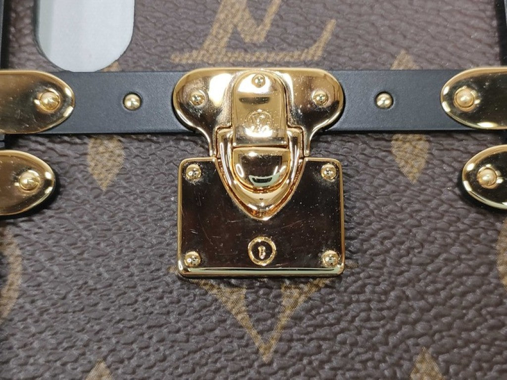 LOUIS VUITTON ルイヴィトン スマホケース アイトランク M62618 ブラウン ブラック系 モノグラム ユニセックス iphone X用ケース ゴールド金具 美品