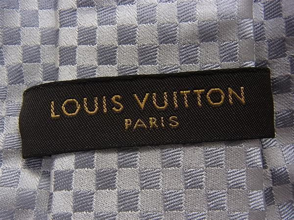 LOUIS VUITTON ルイヴィトン ネクタイ ダミエ グレー シルバー系 シルク100% メンズ 総柄 美品