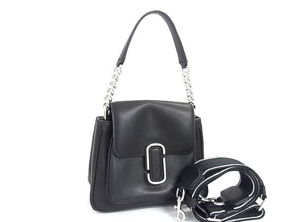 MARC JACOBS マークジェイコブス ハンドバッグ Jマーク ミニ サッチェル ブラック系 レザー レディース 2WAY シルバー金具 美品
