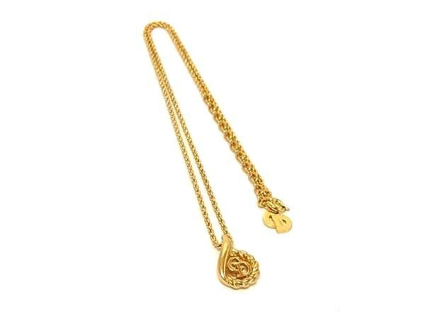 ChristianDior クリスチャンディオール ネックレス CDロゴ ゴールド系 メタル レディース 超美品