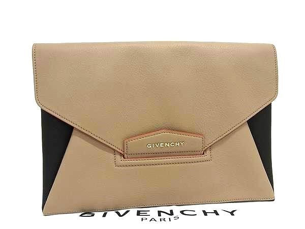 GIVENCHY ジバンシィ クラッチバッグ ANTIGONA アンティゴナ エンベロープ ベージュ ブラック系 レザー ユニセックス 超美品