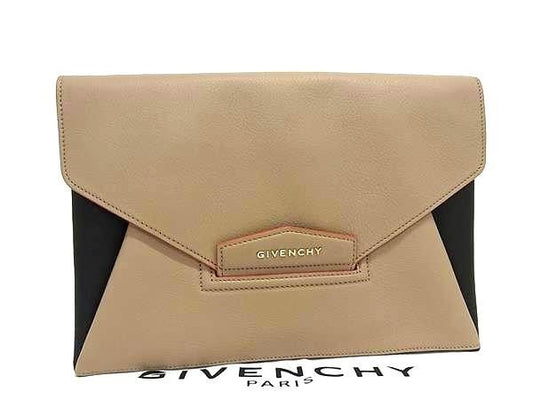 GIVENCHY ジバンシィ クラッチバッグ ANTIGONA アンティゴナ エンベロープ ベージュ ブラック系 レザー ユニセックス 超美品