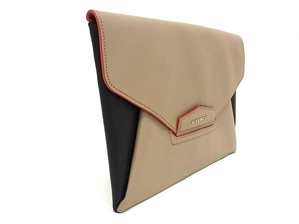 GIVENCHY ジバンシィ クラッチバッグ ANTIGONA アンティゴナ エンベロープ ベージュ ブラック系 レザー ユニセックス 超美品
