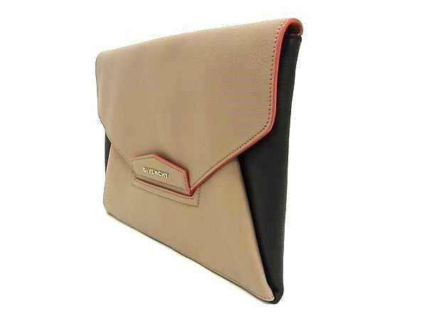 GIVENCHY ジバンシィ クラッチバッグ ANTIGONA アンティゴナ エンベロープ ベージュ ブラック系 レザー ユニセックス 超美品