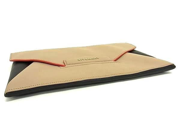 GIVENCHY ジバンシィ クラッチバッグ ANTIGONA アンティゴナ エンベロープ ベージュ ブラック系 レザー ユニセックス 超美品