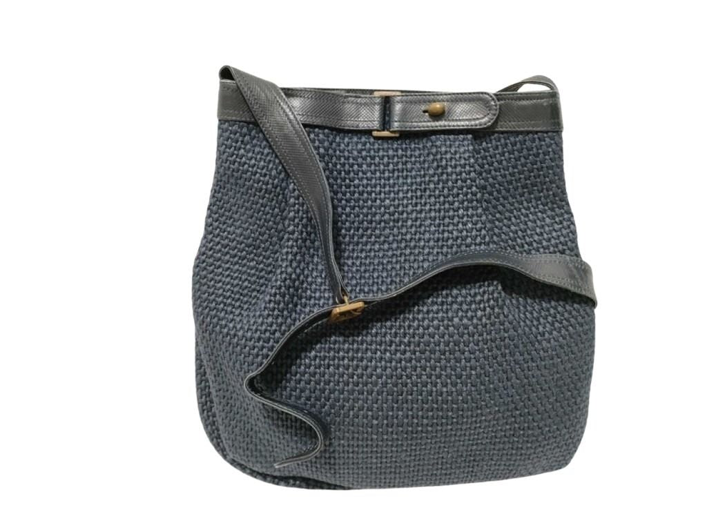 BOTTEGA VENETA ボッテガヴェネタ ショルダーバッグ ネイビー系 キャンバス レザー レディース
