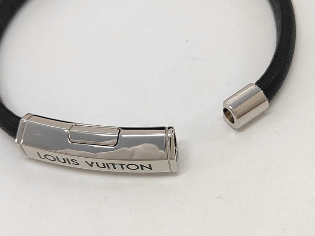 LOUIS VUITTON ルイヴィトン ブレスレット ブレスレット クリップ イット M8119 ブラック系 レザー ユニセックス シルバー金具 美品