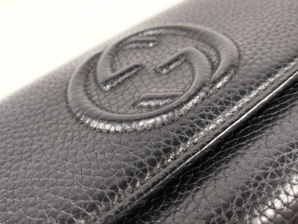 GUCCI グッチ 長財布 インターロッキングG 598206 ブラック系 レザー ユニセックス 二つ折り 美品