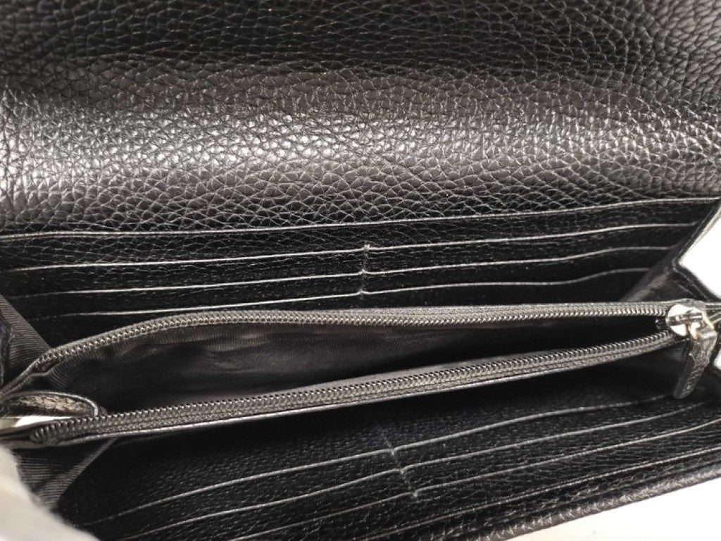 GUCCI グッチ 長財布 インターロッキングG 598206 ブラック系 レザー ユニセックス 二つ折り 美品