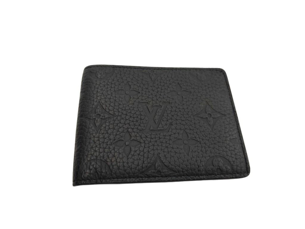 LOUIS VUITTON ルイヴィトン 二つ折り財布 ポルトフォイユ ミュルティプル M82072 ブラック系 トリヨンレザー メンズ モノグラム 美品