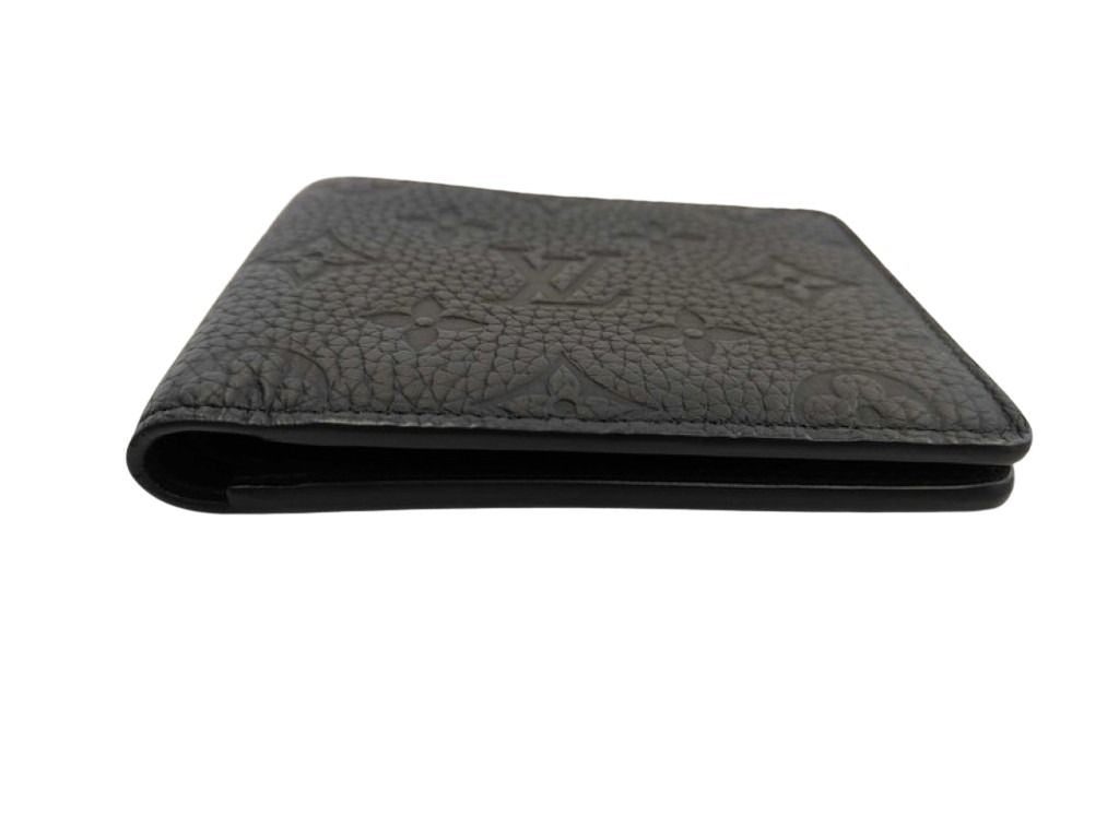 LOUIS VUITTON ルイヴィトン 二つ折り財布 ポルトフォイユ ミュルティプル M82072 ブラック系 トリヨンレザー メンズ モノグラム 美品