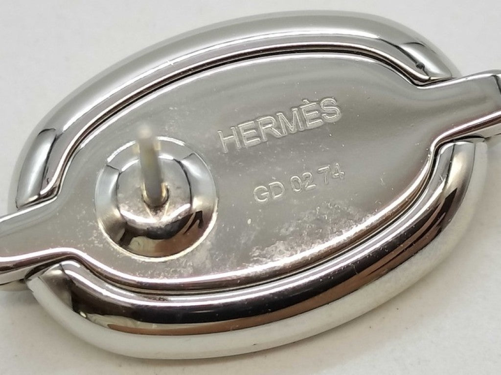 HERMES エルメス ピアス ミニマイヨン ホワイト シルバー系 メタル レディース 超美品