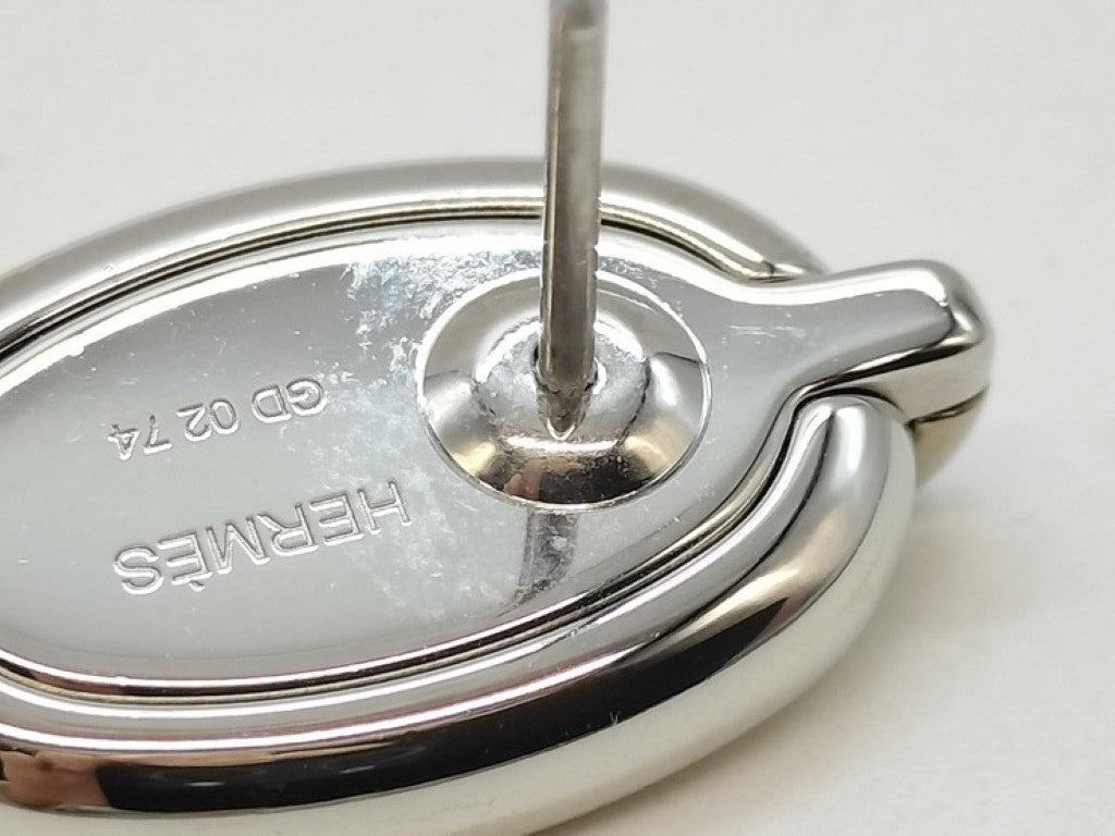 HERMES エルメス ピアス ミニマイヨン ホワイト シルバー系 メタル レディース 超美品