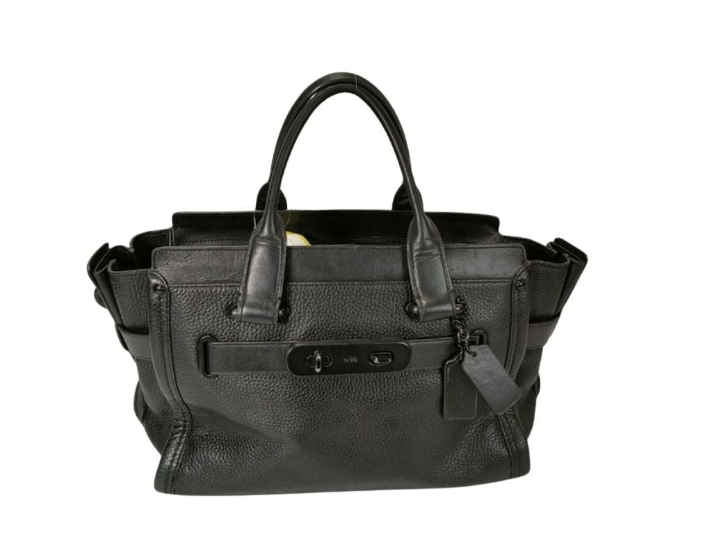 COACH コーチ ハンドバッグ 34408 ブラック系 レザー レディース 美品