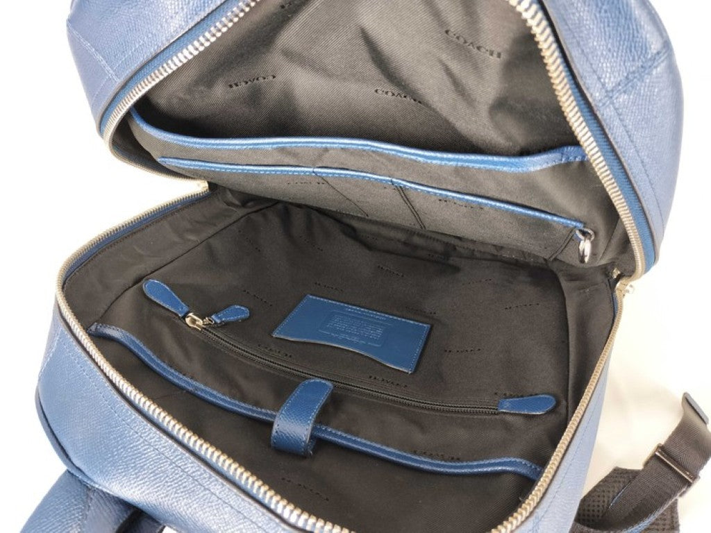 COACH コーチ リュックサック ケネディ 54857 ブルー系 レザー メンズ バックパック シルバー金具 美品