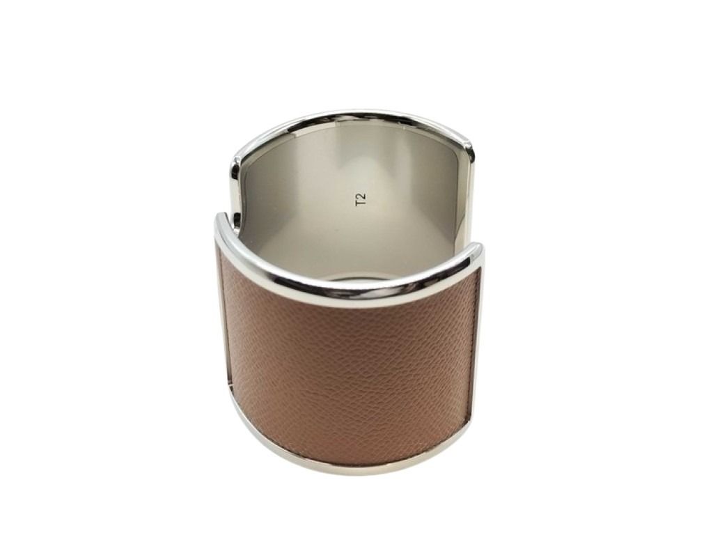 HERMES エルメス ブレスレット オランプ バングル ブラウン シルバー系 メタル レディース 新品未使用展示品