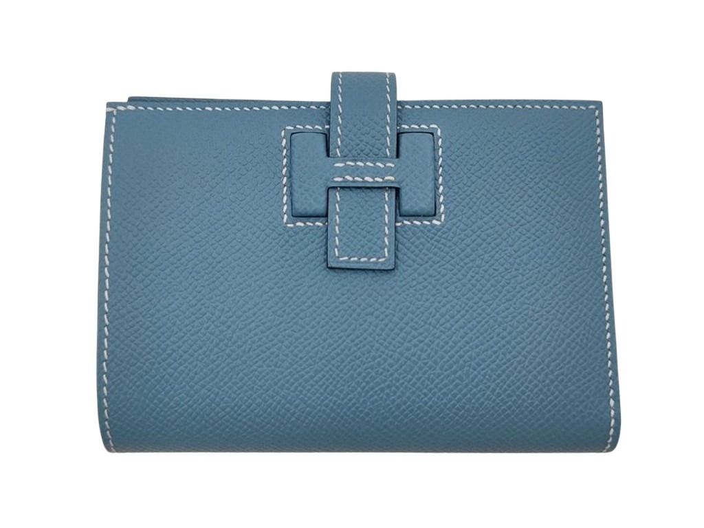 HERMES エルメス 二つ折り財布 ニューHパッサン コンパクト ウォレット ブルージーン系 エプソン ユニセックス シルバー金具 新品未使用展示品