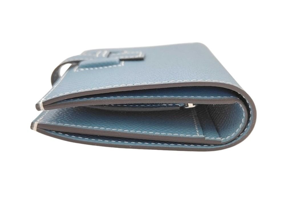 HERMES エルメス 二つ折り財布 ニューHパッサン コンパクト ウォレット ブルージーン系 エプソン ユニセックス シルバー金具 新品未使用展示品