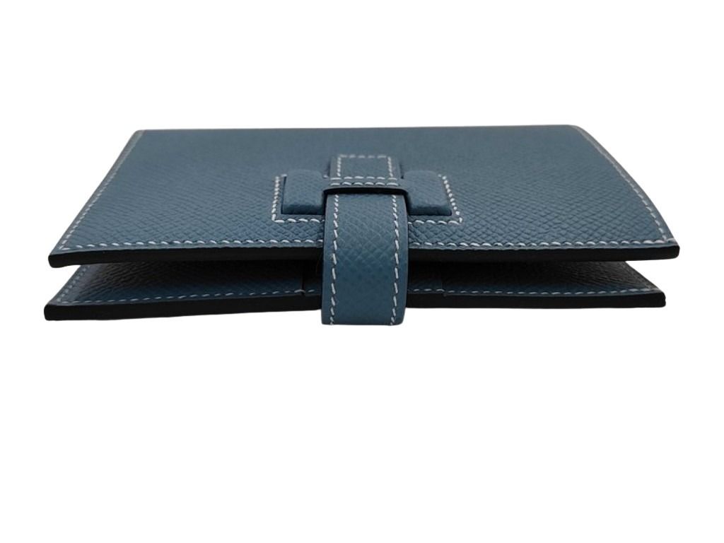 HERMES エルメス 二つ折り財布 ニューHパッサン コンパクト ウォレット ブルージーン系 エプソン ユニセックス シルバー金具 新品未使用展示品