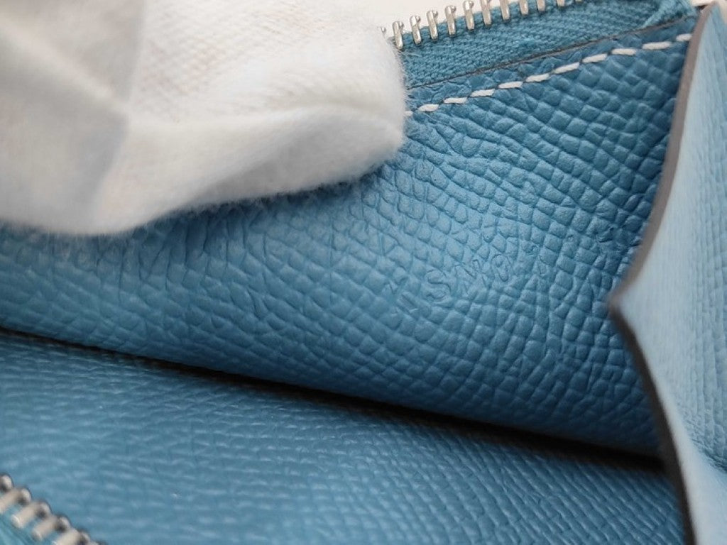 HERMES エルメス 二つ折り財布 ニューHパッサン コンパクト ウォレット ブルージーン系 エプソン ユニセックス シルバー金具 新品未使用展示品