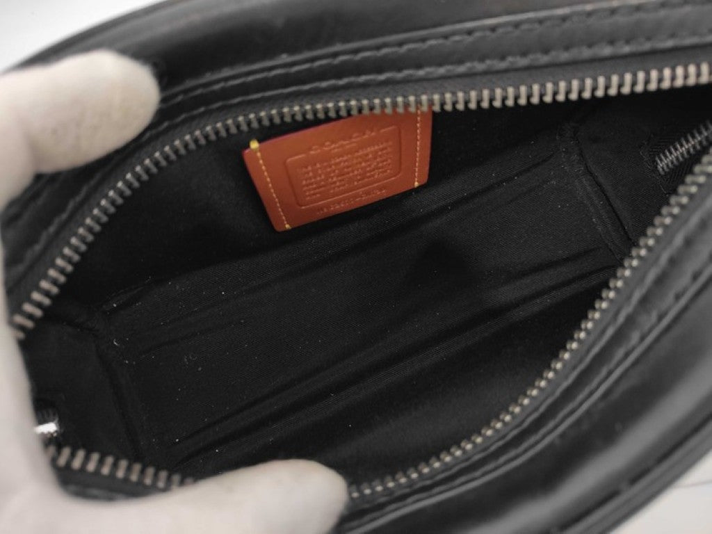 COACH コーチ セカンドバッグ スモール トラベル キット CAT30 ブラック系 レザー メンズ 美品