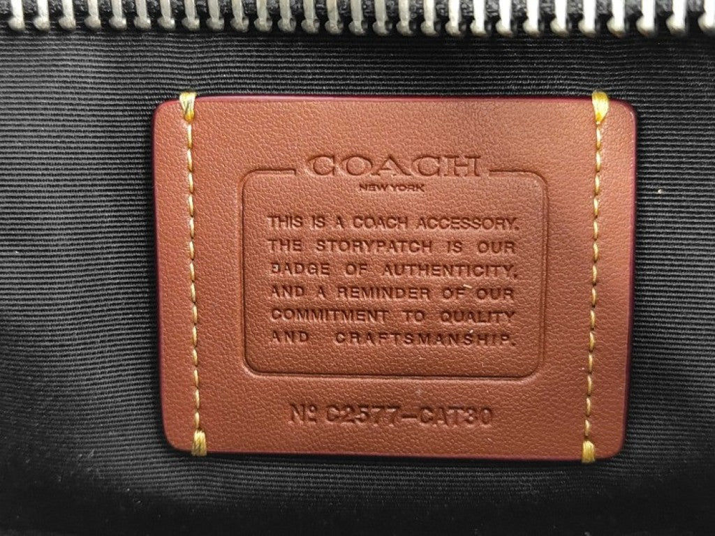 COACH コーチ セカンドバッグ スモール トラベル キット CAT30 ブラック系 レザー メンズ 美品
