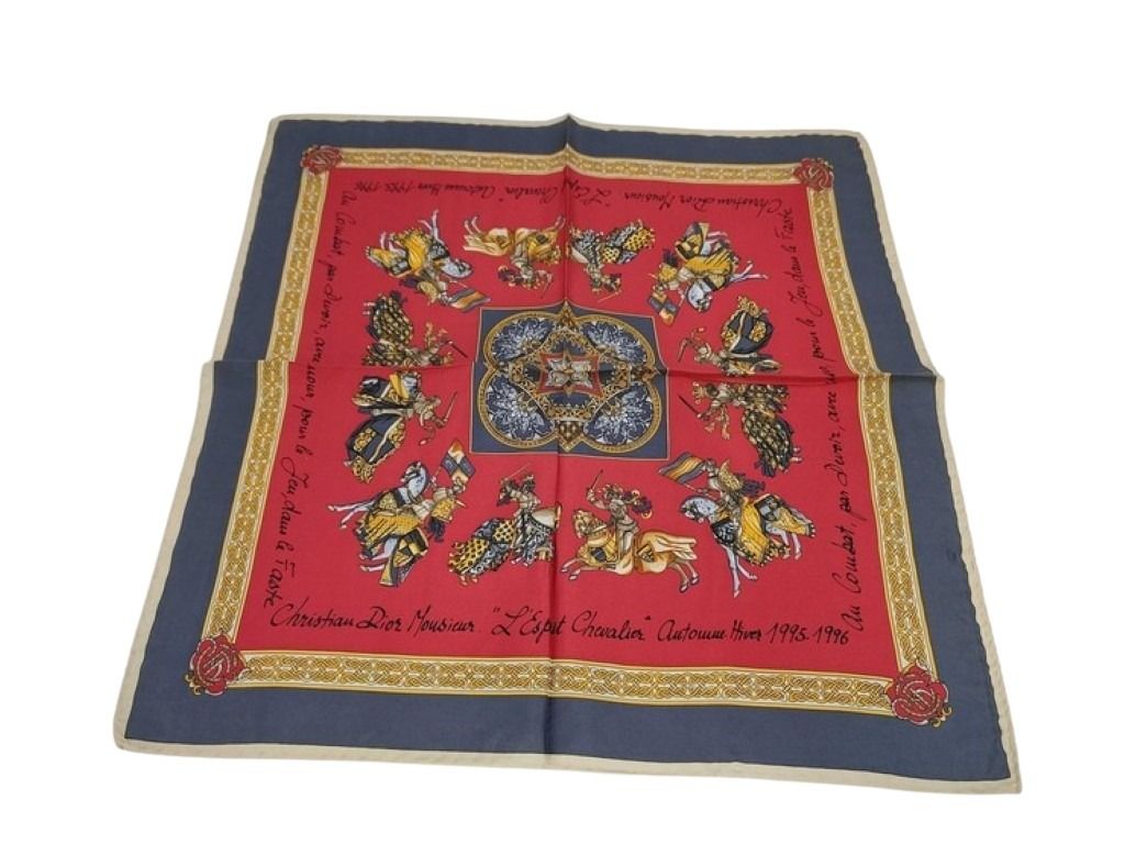 Christian Dior クリスチャン ディオール スカーフ マルチカラー系 シルク100％ レディース ムッシュディオール ヴィンテージ 総柄 美品