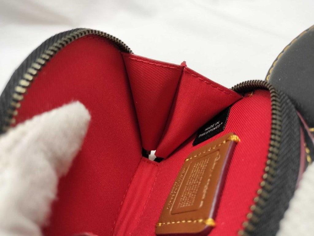 COACH コーチ コインケース ディズニーコラボコインケース F59071 ブラック系 レザー レディース ミッキーモチーフ 美品